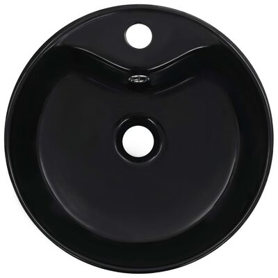 vidaXL Vask med overløpsfunksjon 36x13 cm keramikk svart