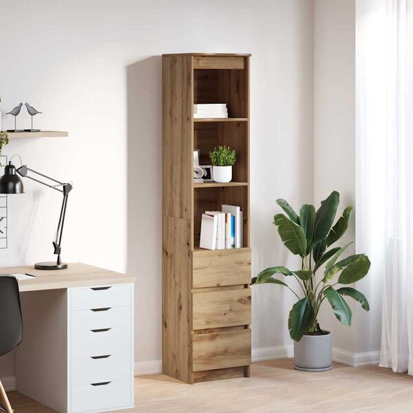 vidaXL Highboard artisan eik 37,5x35x180 cm konstruert tre