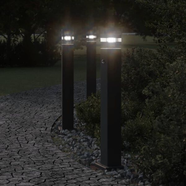 vidaXL Utend&oslash;rs gulvlamper med sensorer 3 stk svart 80 cm aluminium
