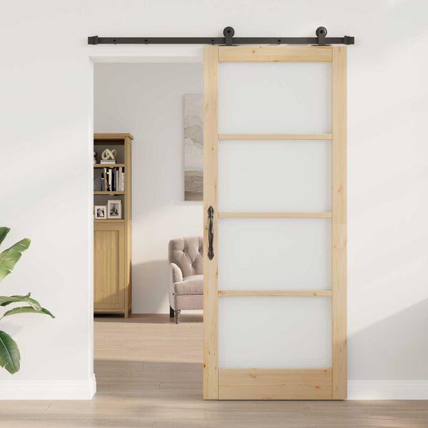 vidaXL Skyvedør ORKDAL Naturlig 86 x 211 cm Massivt furutre og glass