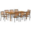 vidaXL Hage Spisegruppe 9 pcs Svart Poly rattan