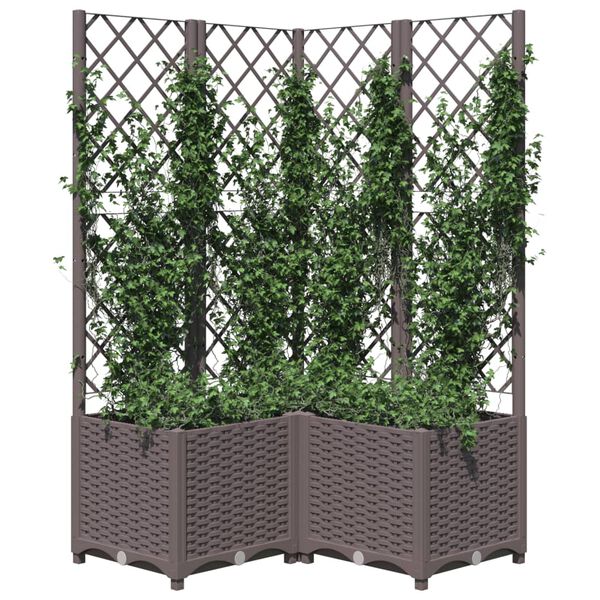 vidaXL Plantekasse med espalier brun 80x80x136 cm PP