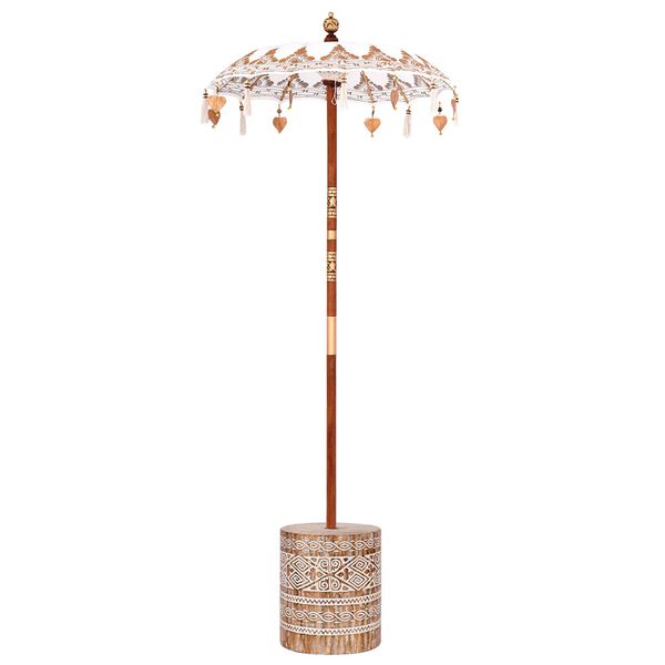 vidaXL Balinesisk parasoll med base Krem 95 x 95 x 260 cm