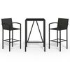 vidaXL Hagebarsett 3 deler svart polyrotting