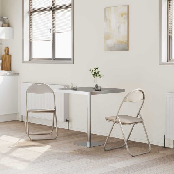 vidaXL Sammenleggbart stol 2 pcs sand 48 x 43,5 x 81 cm Kunstl&aelig;r