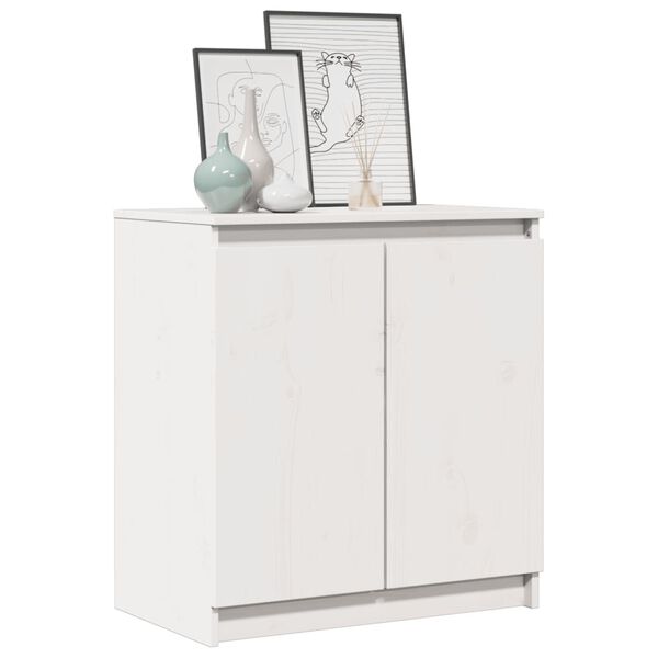 vidaXL Sideskap hvit 60x36x65 cm heltre furu