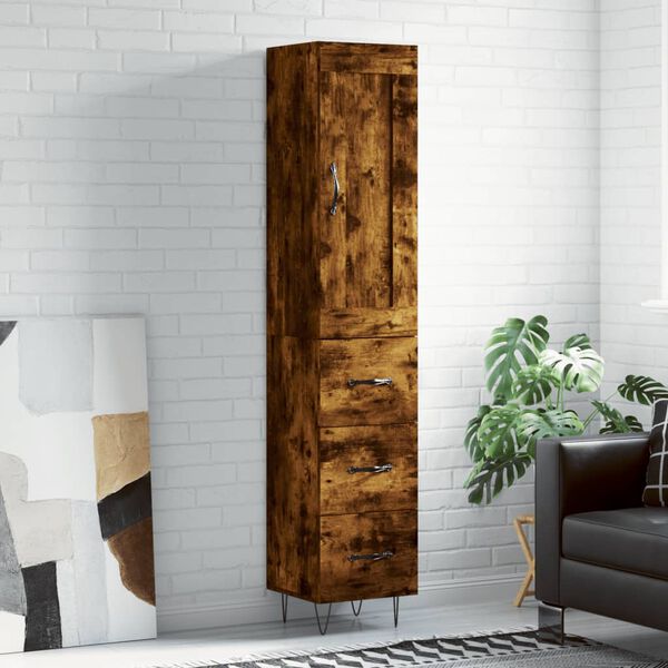 vidaXL Highboard r&oslash;kt eik 34,5x34x180 cm konstruert tre