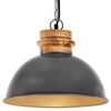 vidaXL Industriell hengelampe gr&aring; rund 32 cm E27 heltre mango