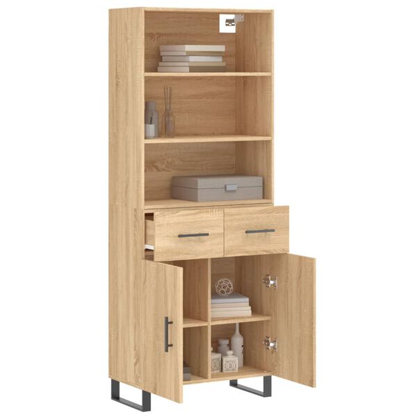 vidaXL Highboard sonoma eik 69,5x34x180 cm konstruert tre