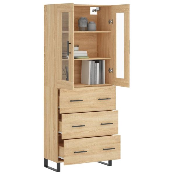 vidaXL Highboard sonoma eik 69,5x34x180 cm konstruert tre