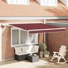 vidaXL Manuell uttrekkbar markise med LED burgunder 300x250 cm