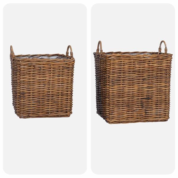 vidaXL Planter Kurv med lagring 2 pcs Brun Lacak Rattan
