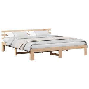 vidaXL Sengestamme med hodegjerde Naturlig 200 x 200 cm Massiv furu