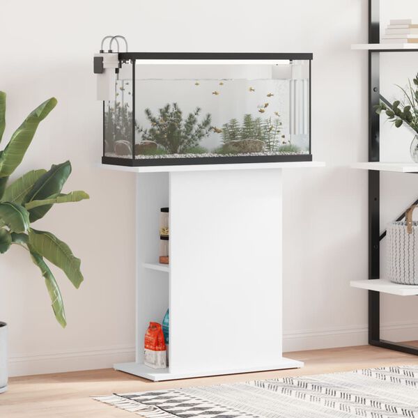 vidaXL Akvariestativ hvit 75x36x72,5 cm konstruert tre