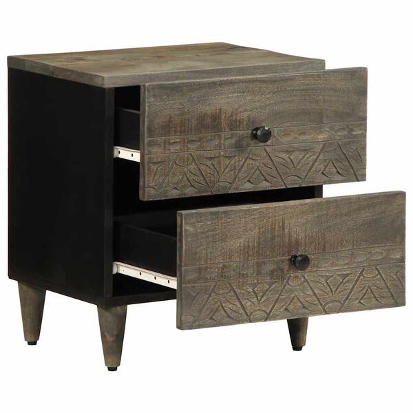 vidaXL Nattbord lysegr&aring; 40x33x46 cm heltre mango