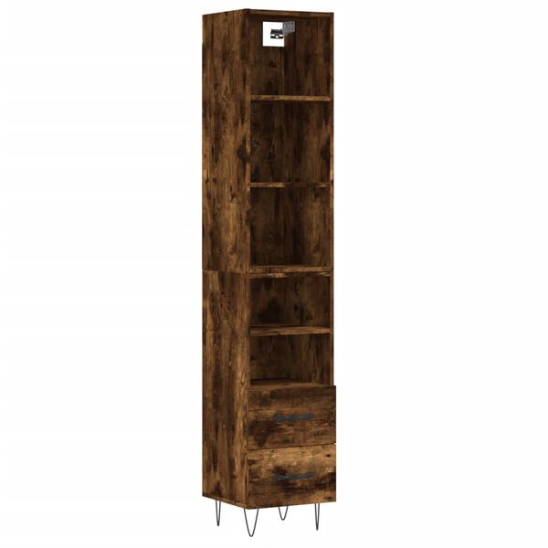 vidaXL Highboard r&oslash;kt eik 34,5x34x180 cm konstruert tre