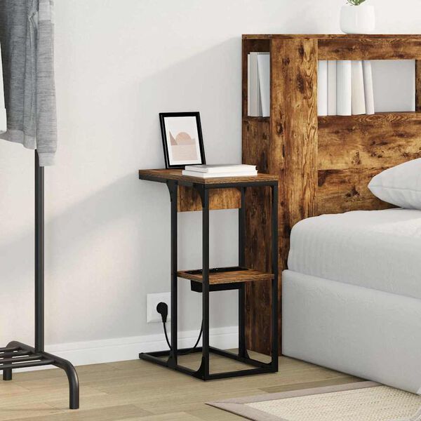 vidaXL Nattbordskap R&oslash;kt eik 41,5 x 26 x 60,5 cm Konstruert tre