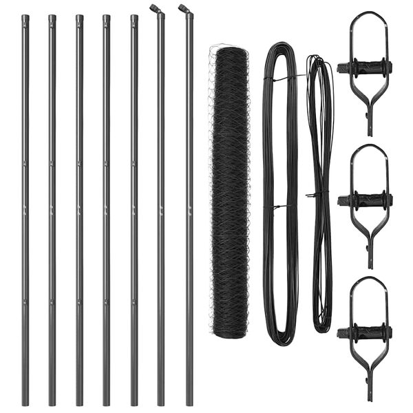 vidaXL Gjerdep&aring;le Gr&aring; 10 x 1,2 m (36 mm nett) St&aring;l og PVC