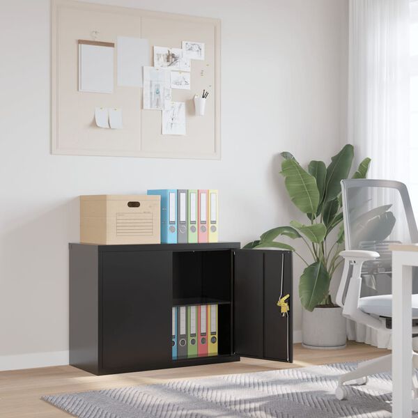 vidaXL Arkivskap svart 90x40x70 cm stål