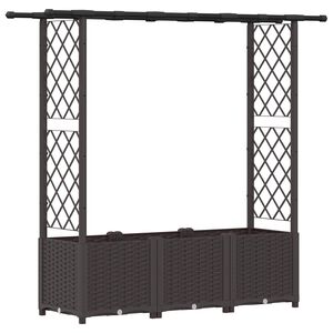 vidaXL Hevet Bed med Trellis og Tak Brun 162,5 x 40 x 138 cm PP