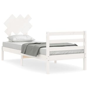 vidaXL Sengeramme med hodegavl hvit single heltre