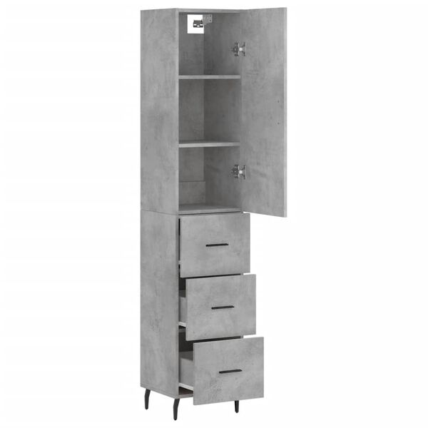 vidaXL Highboard betonggr&aring; 34,5x34x180 cm konstruert tre