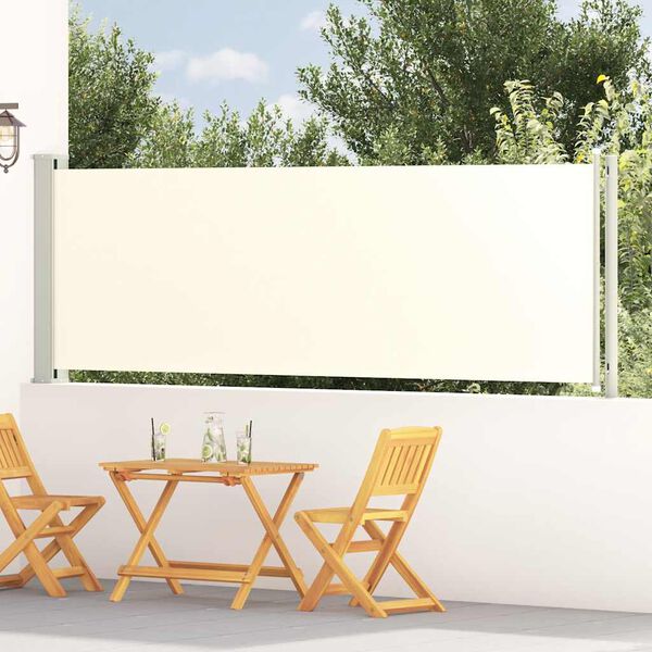 vidaXL Uttrekkbar sidemarkise 117x600 cm kremhvit
