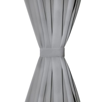 vidaXL Mikrosateng gardiner med hemper 2 stk 140x175 cm grå