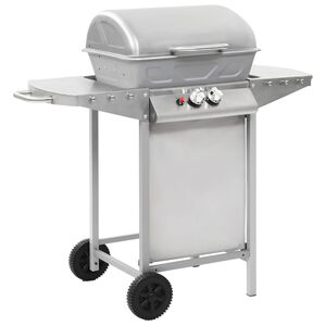 vidaXL Gassgrill med 2 kokesoner s&oslash;lv rustfritt st&aring;l