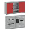 vidaXL Verkt&oslash;yskab og Pegboard Sett 3 pcs R&oslash;d 100 x 20 x 115 cm St&aring;l
