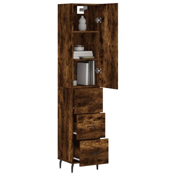 vidaXL Highboard r&oslash;kt eik 34,5x34x180 cm konstruert tre