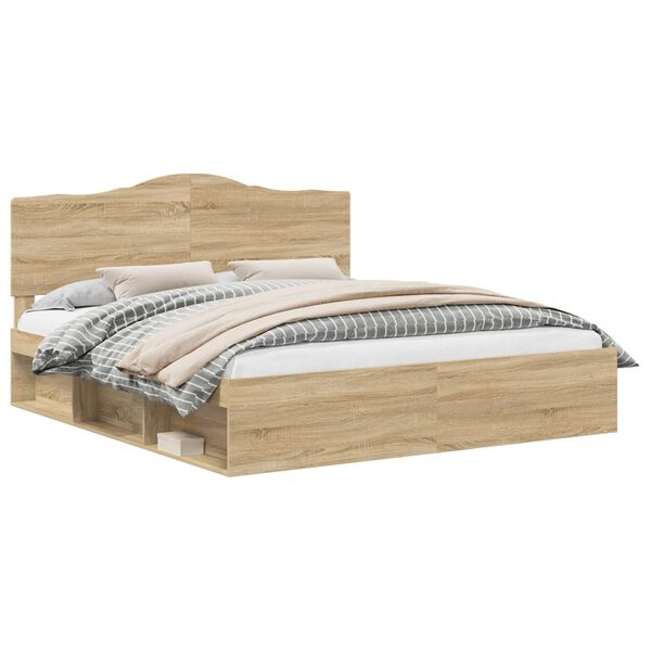 vidaXL Sengestamme med hodegjerde Sonoma 200 x 200 cm Massiv furu