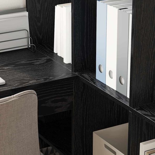 vidaXL Hj&oslash;rneskrivebord med hylle Svart Eik 101,5 x 149,5 x 149,5 cm