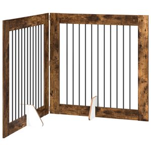 vidaXL Foldbar hundegitter med stativer 2 stk. R&oslash;kt Eik 200,5 cm