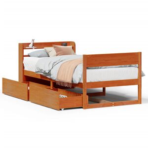 vidaXL Sengeramme uten madrass voksbrun 75x190 cm heltre furu