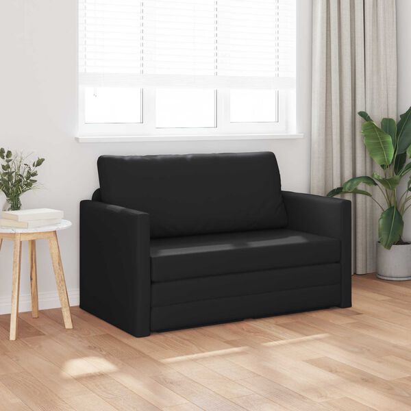 vidaXL Sammenleggbar Sofa seng Svart 124 x 71 x 78 cm PVC
