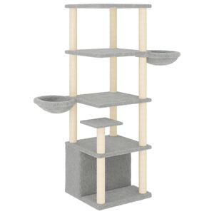 vidaXL Kattetre med klorestolper i sisal lysegr&aring; 147 cm