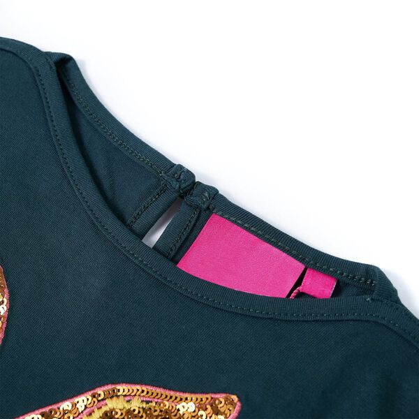 T-skjorte for barn med lange ermer m&oslash;rkegr&oslash;nn 128