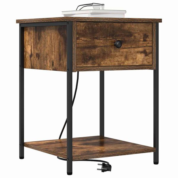 vidaXL Nattbordskap 2 pcs R&oslash;kt eik 42 x 41 x 56 cm Konstruert tre