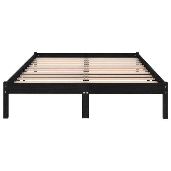 vidaXL Sengeramme svart heltre 135x190 cm Double