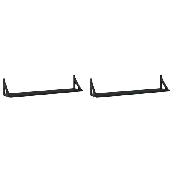vidaXL Veggskap 2 stk svart 80x15x15,5 cm konstruert tre