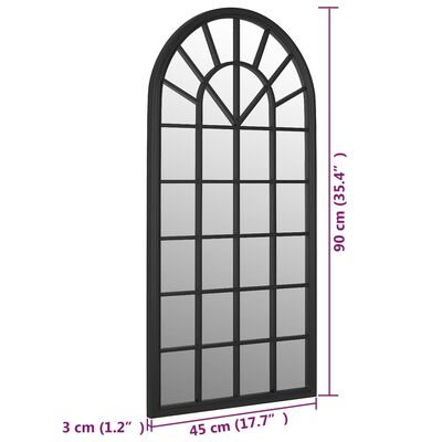 vidaXL Speil svart 90x45 cm for innendørs bruk jern