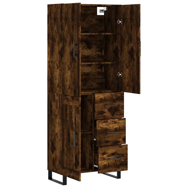 vidaXL Highboard r&oslash;kt eik 69,5x34x180 cm konstruert tre