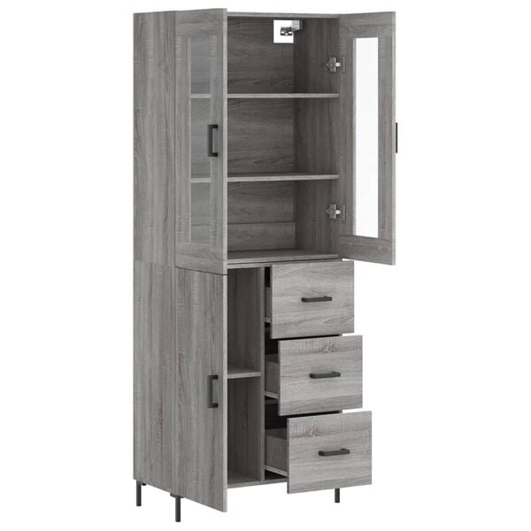 vidaXL Highboard gr&aring; sonoma 69,5x34x180 cm konstruert tre