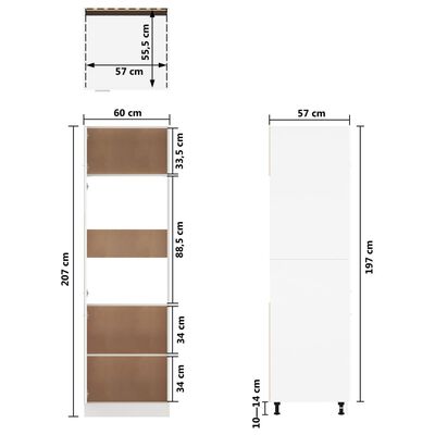 vidaXL Skap for kjøkkenskap hvit 60x57x207 cm sponplate
