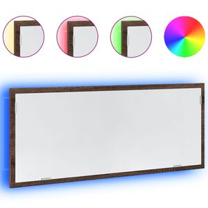 vidaXL Baderomsspeil med LED brun eik 100x8,5x37 cm konstruert tre