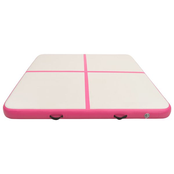 vidaXL Oppbl&aring;sbar gymnastikkmatte med pumpe 200x200x20 cm PVC rosa