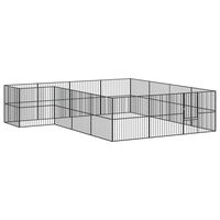 vidaXL Lekegrind for hunder 16 paneler svart galvanisert stål