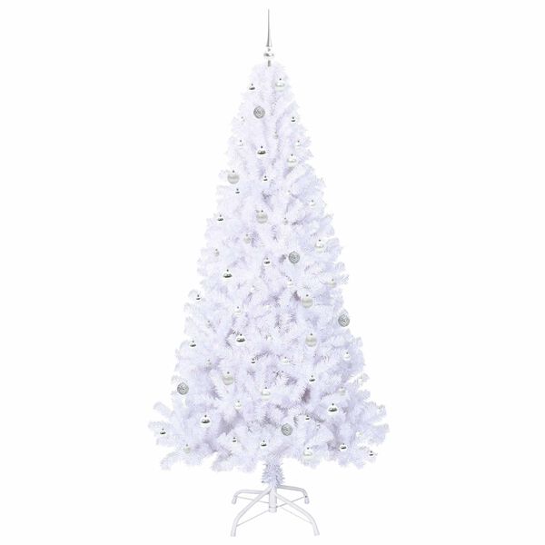 vidaXL Kunstig juletre med 300 LED med stativ Hvit 240 cm PVC og st&aring;l