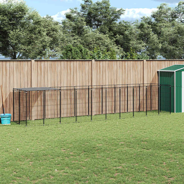 vidaXL Hundegård svart 6,05 m² stål